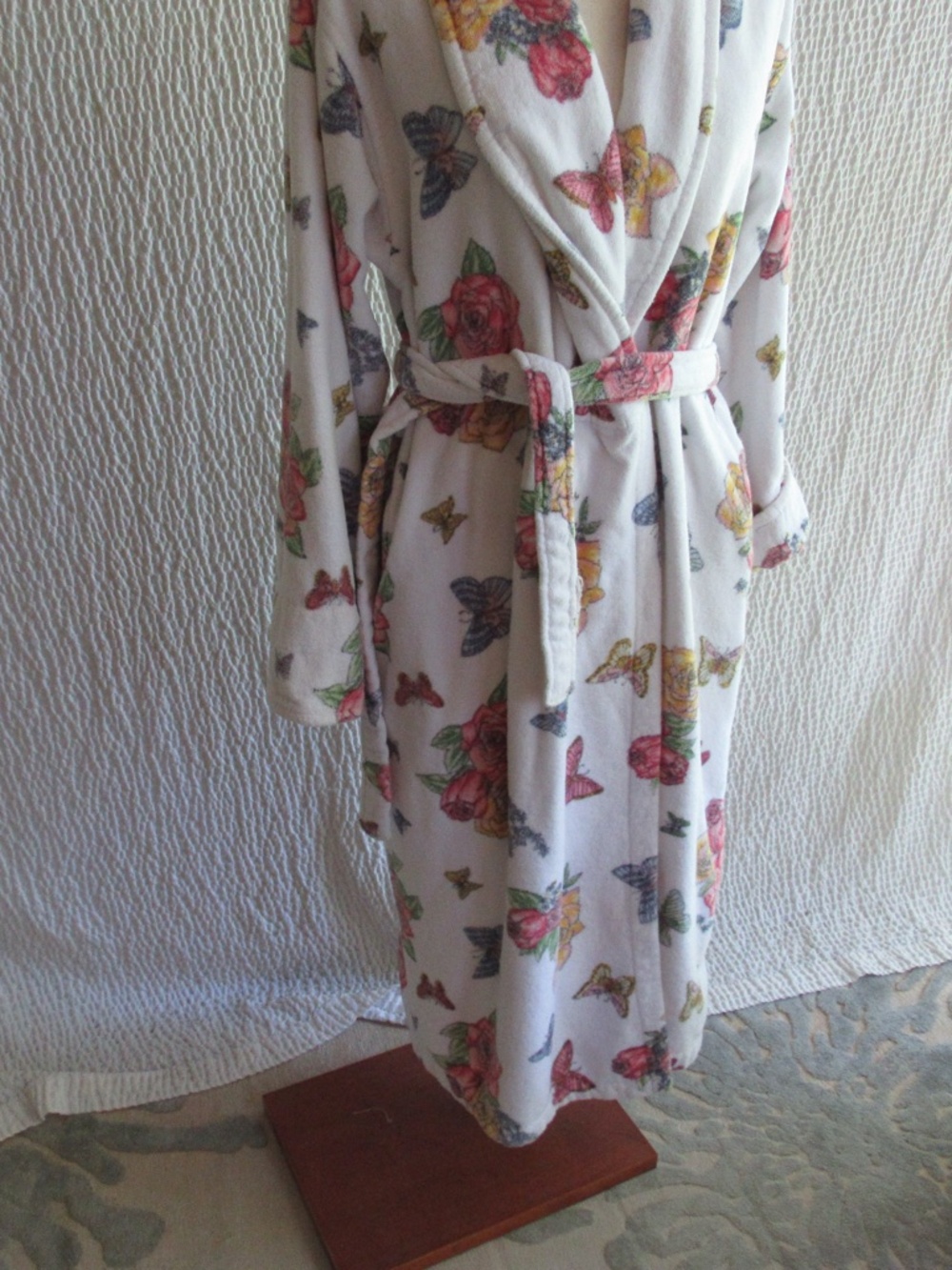 TJ  Lawford Robe M 100 Percent Turkish Cotton Size M Butterfly Floral Mid - Picture 6 of 11